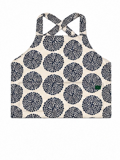 Navy Floral Circle full smock apron