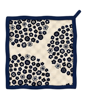 Navy Floral Circle Pot Holders